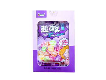 Конфета арт. 502029-4 Суперкислая "Виноград" 24 г 20 шт. в фиолетовой кор./