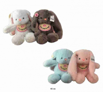 им Зайка арт. YE250106-1 Пушистый цвета микс в нагруднике 40 см в пак.)