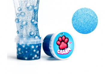 Слайм "СТЕКЛО" 90 гр с Ярко-Синими блестками с шариками