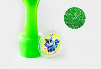 Слайм "Стекло" зеленый неон с блестками, 90 гр