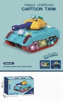 Танк арт. 2265 На батар. с шестеренками, звук, свет в кор. 21*12*12,7 /60шт./