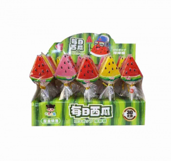 Конфета арт. 840510 Карамель на палочке "Арбуз" 16 г 30 шт. в кор.*#