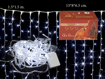 Гирлянда электр. арт. 7625-15-501 Штора, теплый свет, 1,5х1,5 м в кор.
