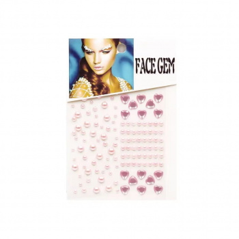 Наклейки для лица арт. 709027 Стразы розовые форма в ассортименте на листе