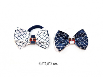 Бант арт. 709-B01-2 Двухцветный поперечная клетка на резинке 2 вида (24 шт.) на листе