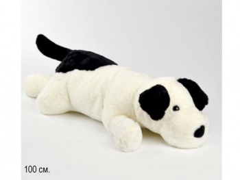 им Собака арт. 453-2-811 Черно-белая лежит 100 см в пак.