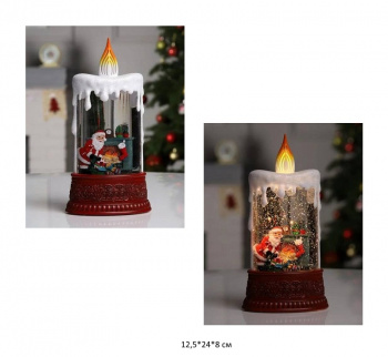 Фонарь Новогодний арт. 23016-2-601 "Дед Мороз у камина" свет, музыка, USB в кор.