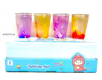 Лизун арт. LY-2054 Прозрачный дым цвета микс банка-стакан (8 шт.) шоубокс_