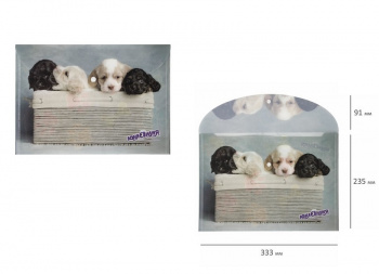 кс_Папка-конверт с кнопкой арт. 228050 ЮНЛАНДИЯ "Щенки" А4, 160 мкм до 100 листов цветная печать