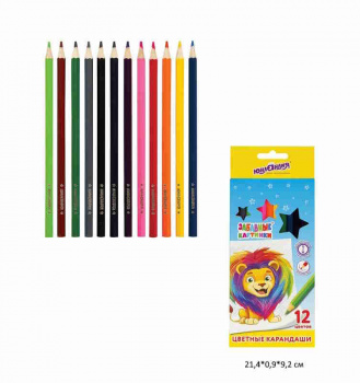 кс_Карандаши цветные арт. 181643 ЮНЛАНДИЯ "ЗАБАВНЫЕ КАРТИНКИ" 12 цв.шестигранные, грифель 3мм