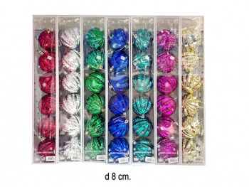 Шары арт. WL808062 Ребристые Набор 6 шт. d-8 см в кор. цвета микс Шары арт. WL808062 Ребристые Набор 6 шт. d-8 см в кор. цвета микс