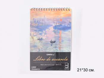 кц_Скетчбук арт. WB-95603 Альбом 30 л. А4 вертикальный на пружине 160 г/м²