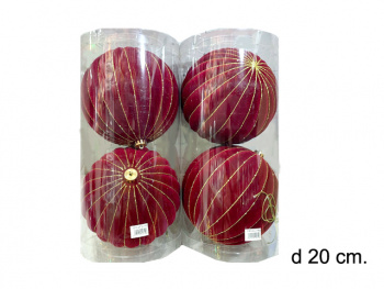 Шары арт. 20RDC2-H82 Красные с золотом Набор 2 шт. d-20 см в тубе Шары арт. 20RDC2-H82 Красные с золотом Набор 2 шт. d-20 см в тубе