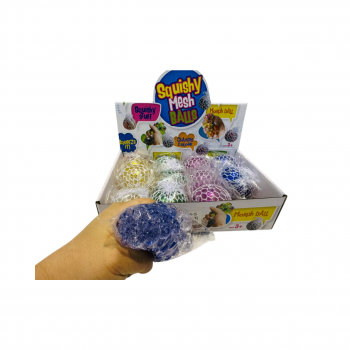 Мяч жид. арт. 2906-5 В белой сетке блестки (12 шт.) в кор.•