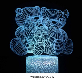 Ночник арт. 81329 Лампа 3D "Плюшевая парочка" в кор.