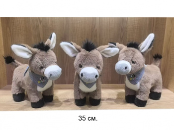 им Ослик арт. 209199 Серый с платочком на шее 35 см в пак.