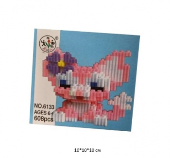 Конструктор арт. 6133 Микро Кошка с цветком на ушке 608 дет. в кор.)