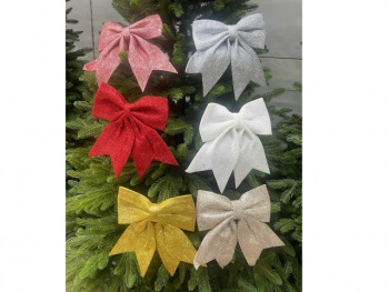 Бант арт. 1016-601 На елку цвета микс со стразами 20*20 см 1 шт. в пак.