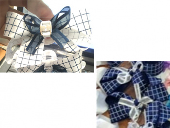 Бант арт. 552-7 С бантом шелковый клетка на резинке на листе Бант арт. 552-7 С бантом шелковый клетка на резинке на листе